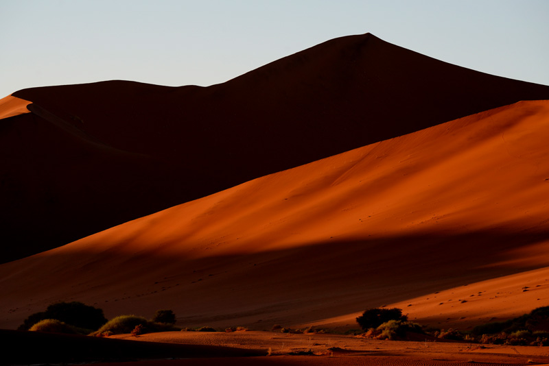 Breathtaking red dunes at Sossusvlei at Little Sossus Camping Sesriem