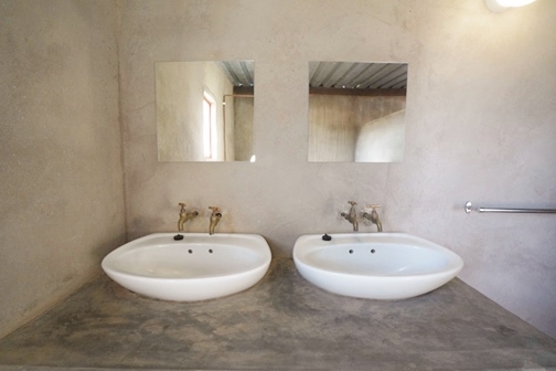 Dual basins in the bathrooms at Little Sossus Camping Sesriem
